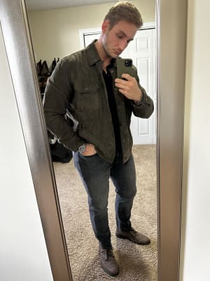 Lucky brand cheap suede trucker jacket