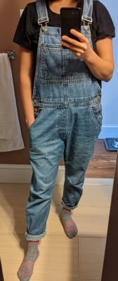 relaxed denim overalls gap