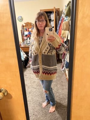 Turquoise and Navy Aztec Print Cardigan · Filly Flair