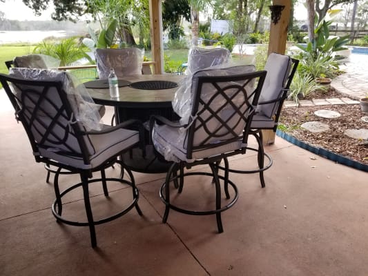 Wilson Fisher Grandview Round High Dining Fire Pit Table 54
