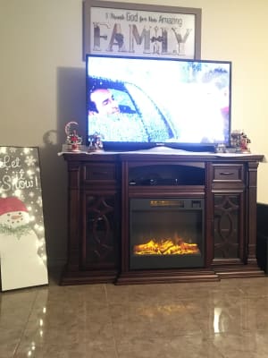 60 Walnut Electric Fireplace Console Big Lots