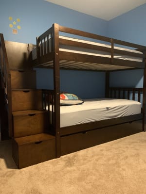 Berkley Jensen Twin Over Twin Stairway Storage Bunk Bed With Trundle Bjs Wholesale Club