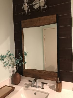 Small Walnut Brown Wood Leaner Mirror With Live Edge World Market