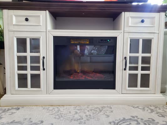 White Brown Two Tone Electric Fireplace Console Big Lots
