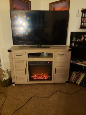 Light Brown Rustic Electric Fireplace Console Big Lots