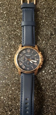 Grant Chronograph Navy Leather Watch Fs4835ie Fossil