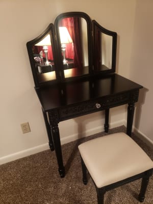 Black Vanity Set With Tri Fold Mirror - Big Lots Makeup Black Vanity Set With Tri Fold Mirror - Big Lots Makeup