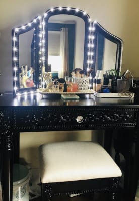 Just Home Black Vanity Set With Trifold - Big Lots Makeup Just Home Black Vanity Set With Trifold - Big Lots Makeup