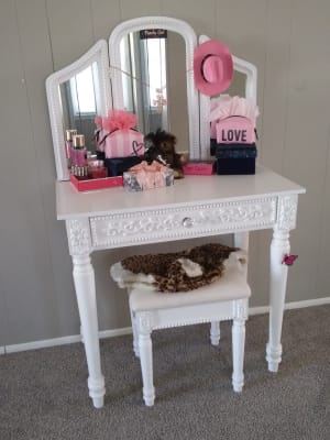 Just Home White Vanity Set With Trifold - Big Lots Makeup Just Home White Vanity Set With Trifold - Big Lots Makeup