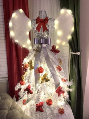 Winter Wonder Lane 4 Vixen Light Angel Pre Lit Led Artificial Christmas Tree Big Lots Angel Christmas Tree Big Lots