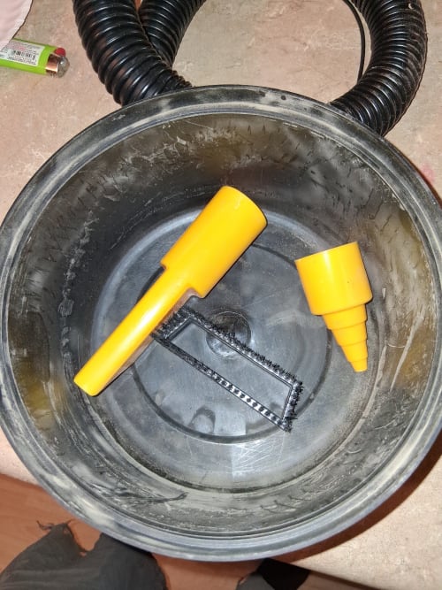 The box had been taped and the vacuum was missing parts