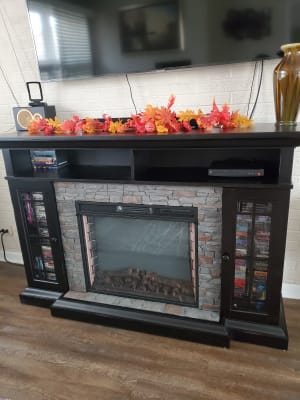 Bennett Farmhouse Ebony Cabinet 28 Infrared Firebox Asmm 017 2866 S502 T Allen Home - Bennett Infrared Electric Fireplace Tv Stand In Farmhouse Ivory Bennett Farmhouse Ebony Cabinet 28 Infrared Firebox Asmm 017 2866 S502 T Allen Home - Bennett Infrared Electric Fireplace Tv Stand In Farmhouse Ivory