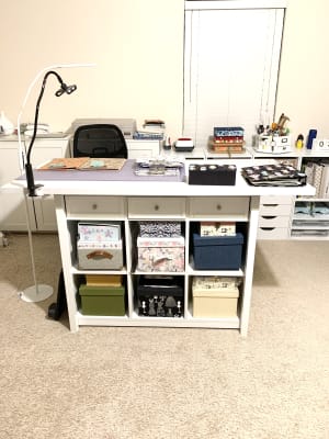 Sauder Craft Pro Work Table In Laminate White Nebraska Furniture Mart