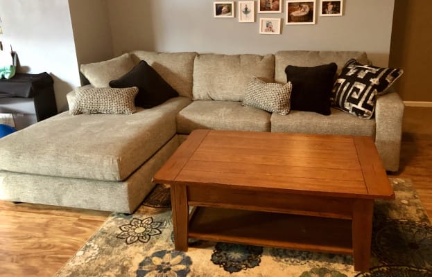 Signature Design By Ashley Ravenstone 2 Piece Left Sectional In Flint Gray Nebraska Furniture Mart