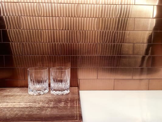 Glass Metal Gray Copper Mosaic Backsplash Tile Backsplash Com