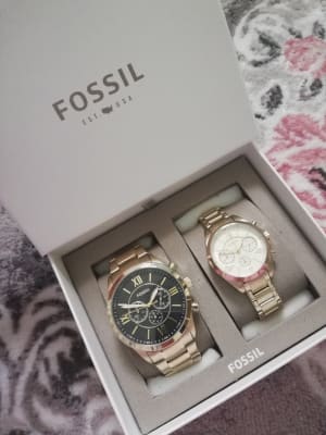 Set Damenuhr Modern Courier Chronograph Herrenuhr Flynn Chronograph Edelstahl Gold Bq2145set Fossil