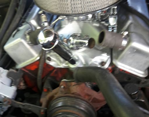 Edelbrock 4803 Oil Fill Tube and Breather Press-In Steel SBC BBC