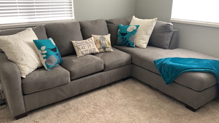 Signature Design By Ashley Zella 2 Piece Sectional With Right Arm Facing In Charcoal Nebraska Furniture Mart