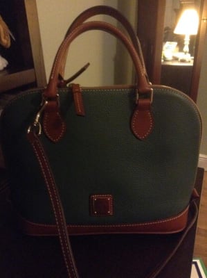 Dooney & Bourke Zip Satchel Pebbled Leather Purse Handbag - Forest Green  Rare