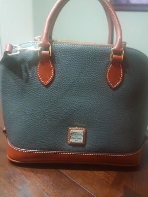 Dooney & Bourke Zip Satchel Pebbled Leather Purse Handbag - Forest Green  Rare