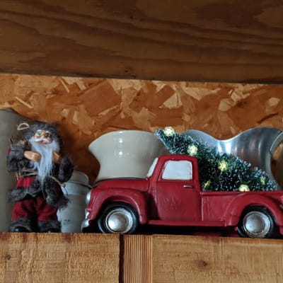 Winter Wonder Lane Red Pick Up Truck With Led Tree Tabletop Decor