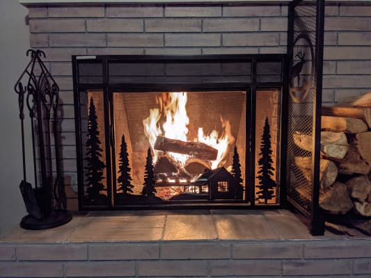Mountain Cabin Fire Screen With Door Plowhearth - Small Winchester Fireplace Screen With Doors