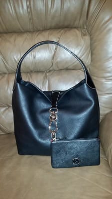 Dooney & Bourke Ostrich Large Logo Lock Tote