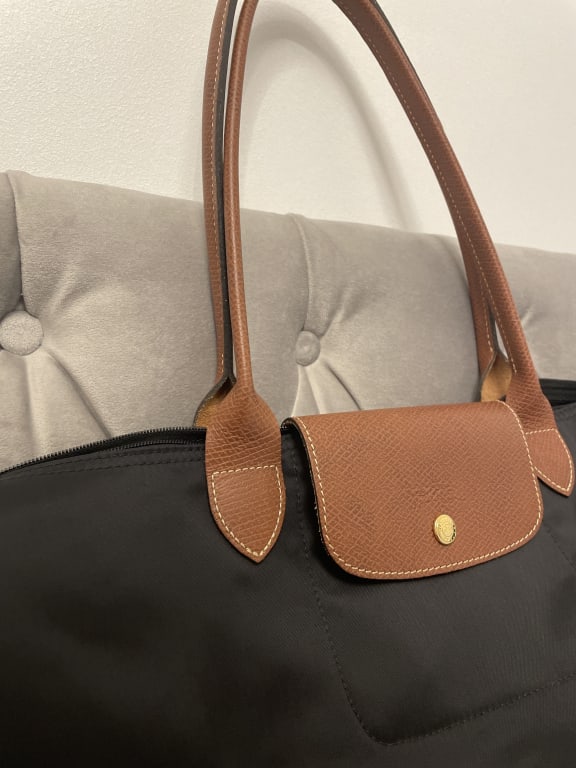 Longchamp Le Pliage Green Recycled Canvas Large Shoulder Bag, Cognac at  John Lewis & Partners