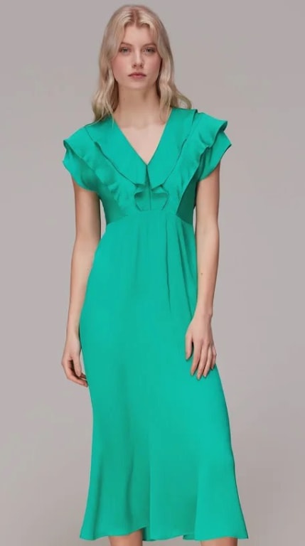 Pale Green Abigail Frill Wrap Dress, WHISTLES