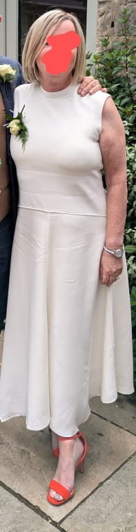 Reiss Lani Hybrid Midi Dress, Ivory