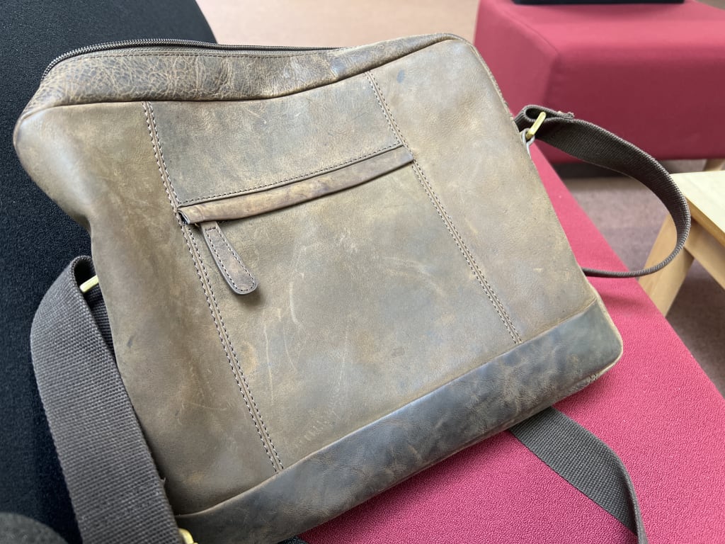 80s Oxblood Brown Leather Messenger Bag. John Lewis Soft 