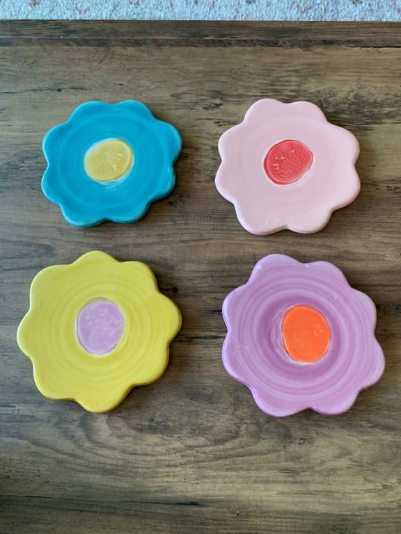 Caroline Gardner Ceramic Floral Coasters, Set of 4, Multi