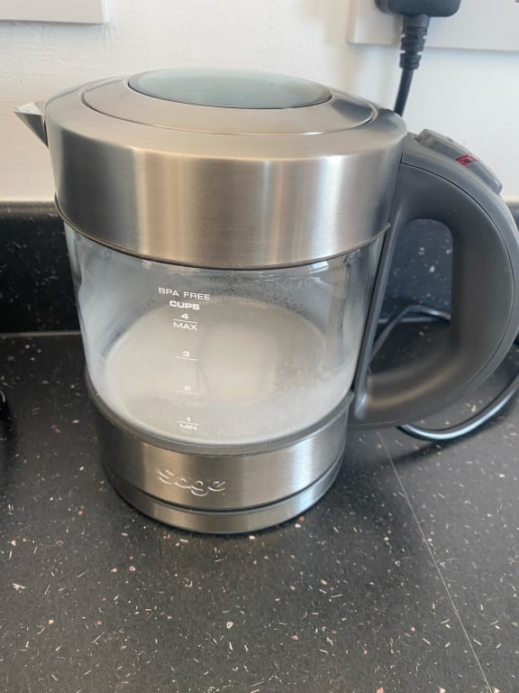 Sage The Compact Kettle Pure – Bouilloire 1L Verre & Inox Design Moderne – Couvercle Soft Top Anti-Éclaboussures