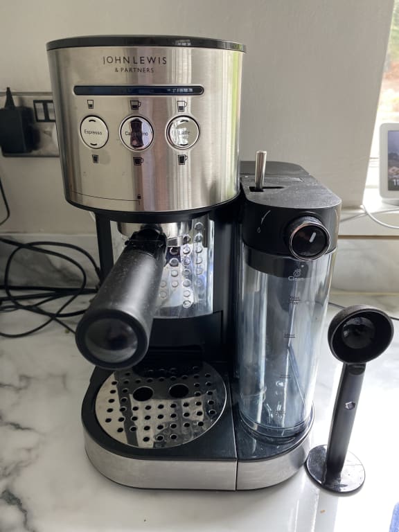 John Lewis Pump Espresso Coffee Machine with Frother, Stainless Steel