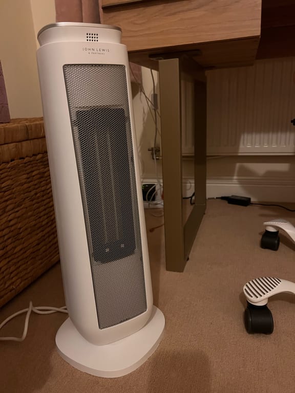 John Lewis Tower Electric Heater, White