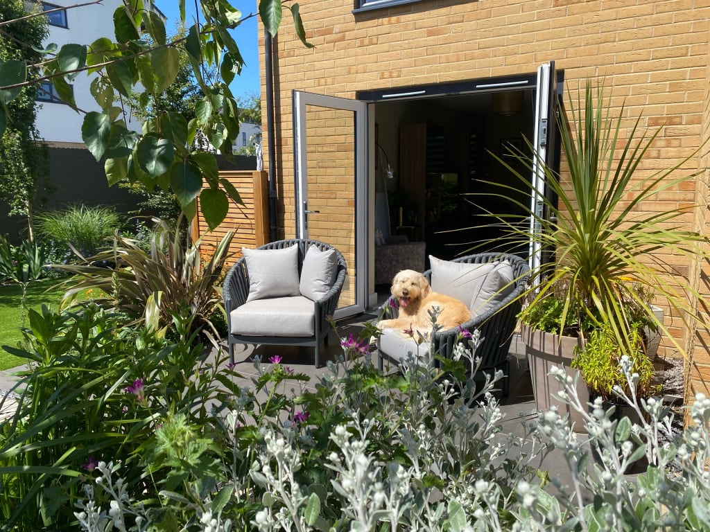 John Lewis Chunky Weave Garden Lounge Chair, Set of 2, Grey