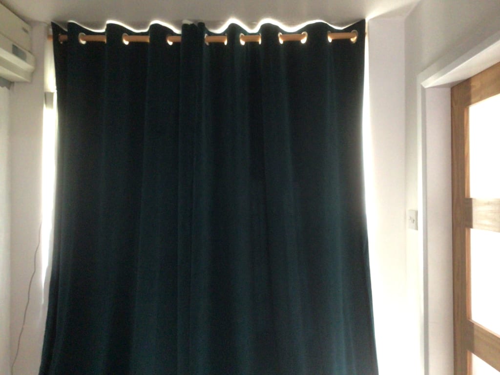 Black Matte Velvet Lined Eyelet Curtains