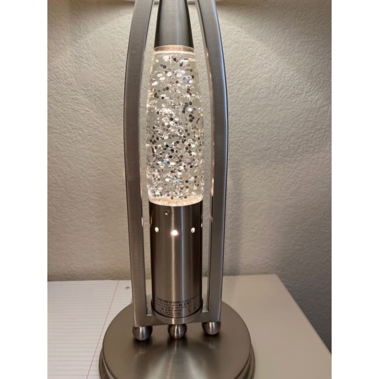 Hinsdale Nickel Finish Dancing Water Table Lamp by iNSPIRE Q Bold Bed