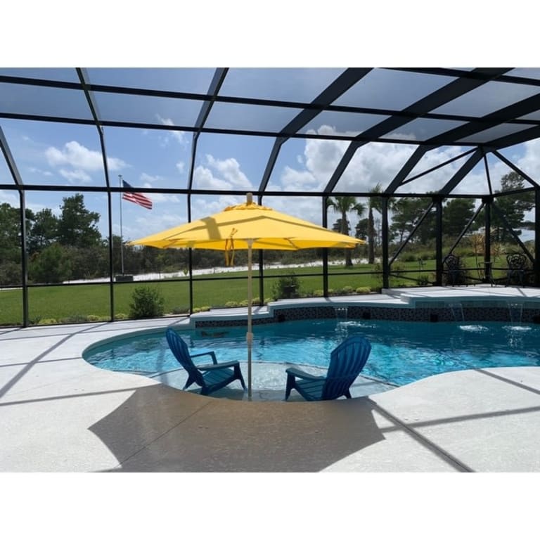 Pompano 9ft Crank Lift Push Button Tilt Round Patio Umbrella by