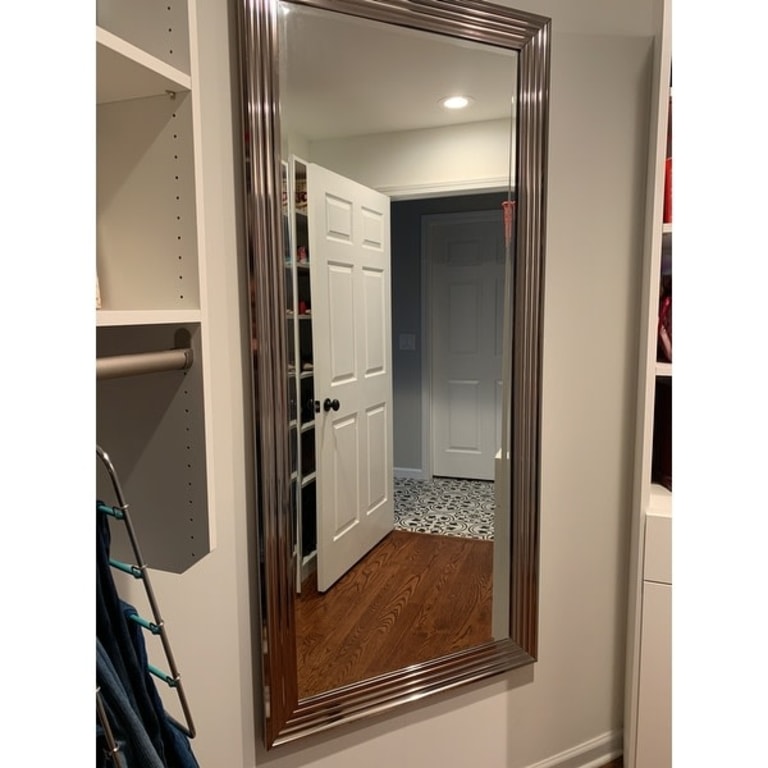 Isabella Luxe Floor Mirror with Metallic Chrome Finish 66" x 30