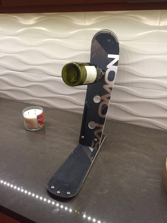 Snow Ski Wine Rack from Uncommon Goods. Customer submitted image.