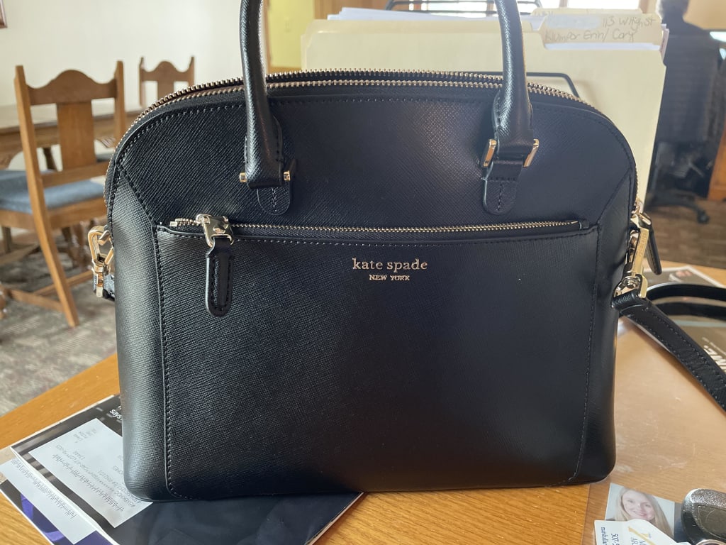 Buy the Kate Spade Bowler Gray Patent Leather Dome Medium Satchel