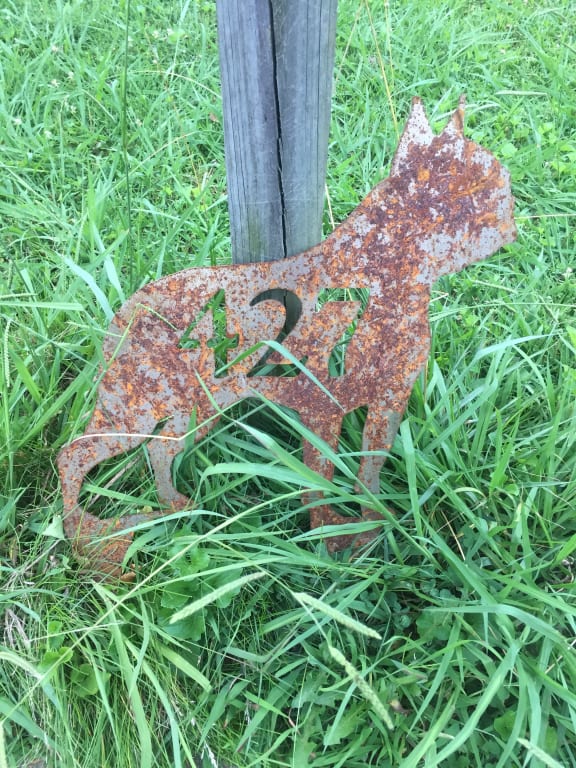 Dog Lawn Stakes from Uncommon Goods. Customer submitted image.