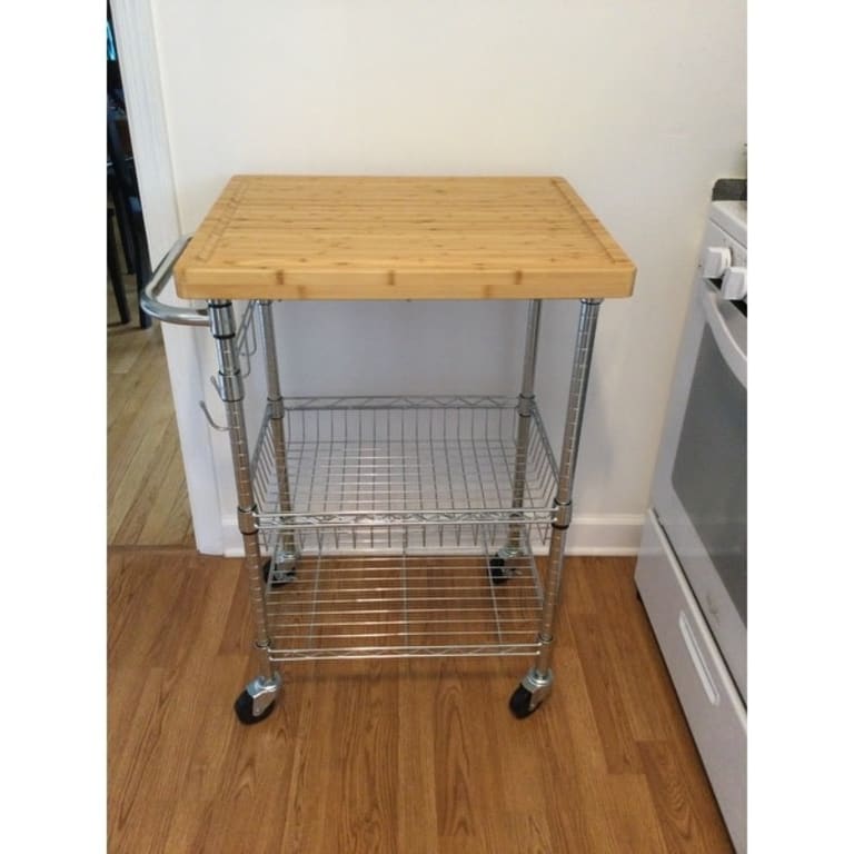 TRINITY EcoStorage® Bamboo Kitchen Cart, Chrome On Sale Bed Bath