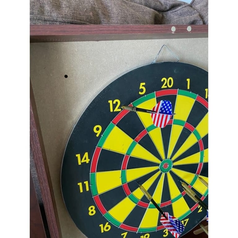 Trademark Gameroom Realistic Walnut Finish Dartboard Set On