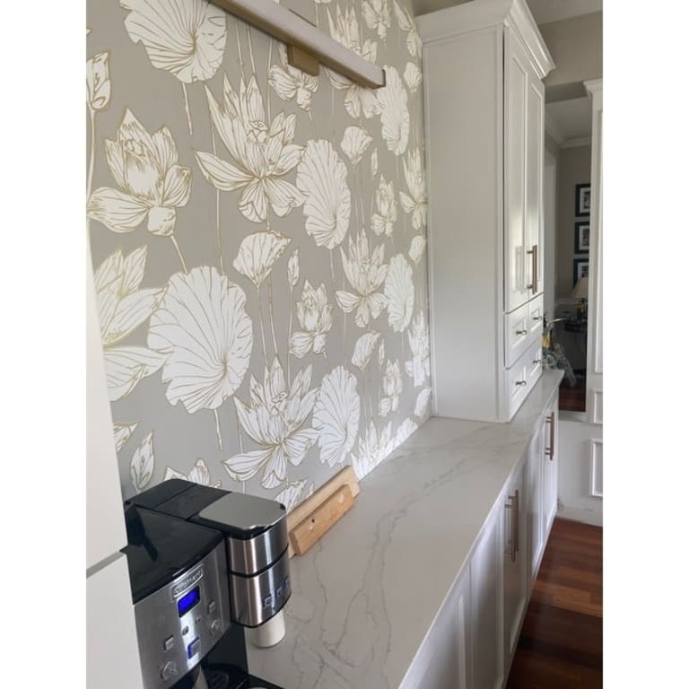 lotus floral metallic wallpaper