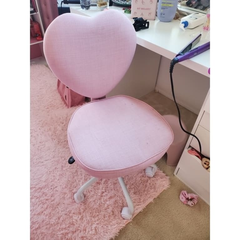 HOMCOM Pink Heart Love Shaped Back Design Office Chair with