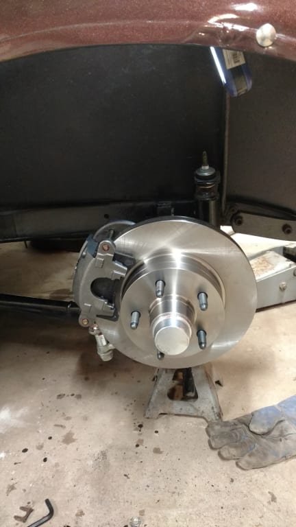 1937-48 Ford Spindle Disc Brake Kit, 5 on 4-1/2, Metric Caliper