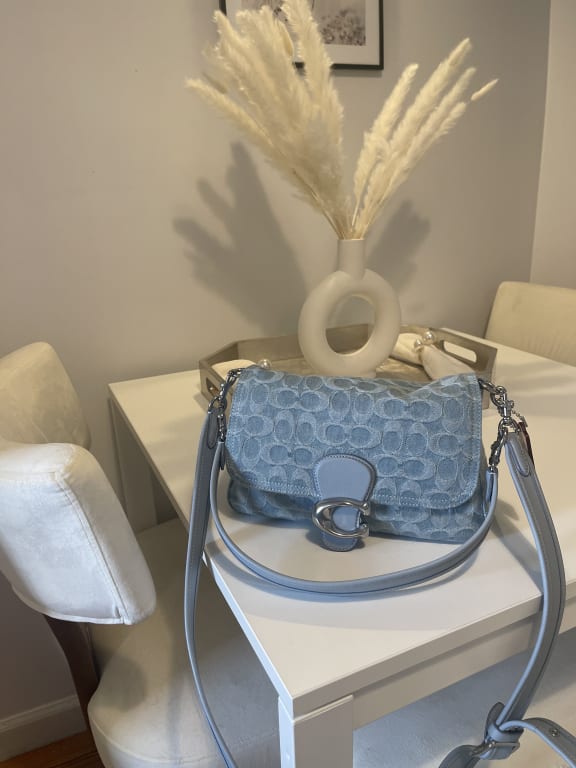 COACH Tabby Washed Denim Shoulder Bag