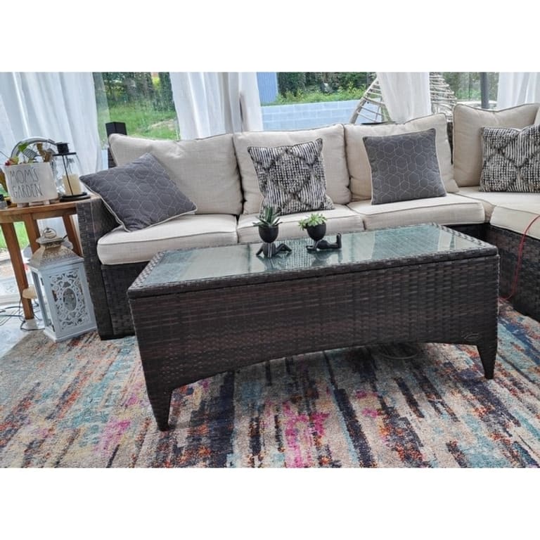 Kiawah Outdoor Wicker Glass Top Table On Sale Bed Bath & Beyond